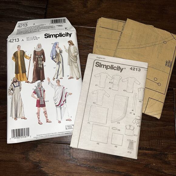 Simplicity Pattern 4213 Sz XS-XL Biblical Roman Adult Unisex Costume Cosplay - Picture 1 of 5